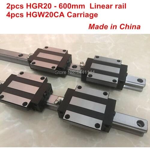 HGR20 linear guide: 2pcs HGR20 - 600mm + 4pcs HGW20CA linear block carriage CNC parts
