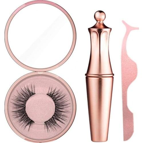 Women Waterproof 5 Magnet Magnetic Liquid Eyeliner with False Eyelashes Tweezers false eyelash False Eyelash above 1.5cm
