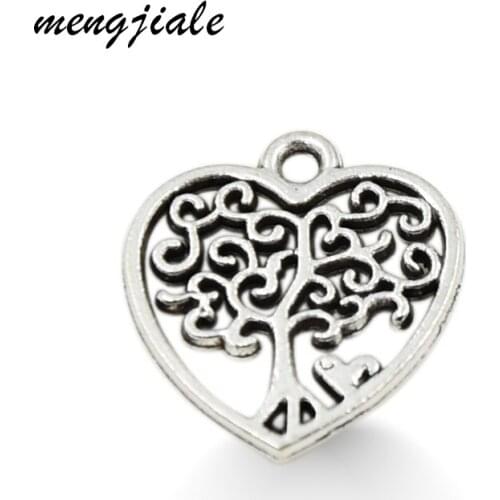 MENGJIALE 40pcs/lot Tree Heart Charms DIY Jewelry Making Pendant Fit Bracelets Necklaces Earrings Handmade Crafts
