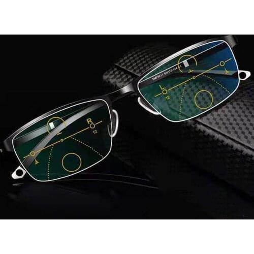 Fashion Men Photochromic Reading Glasses Multifocal Presbyopic Eyewear Anti Blue Light Transition Grey Magnifier Unisex Reader