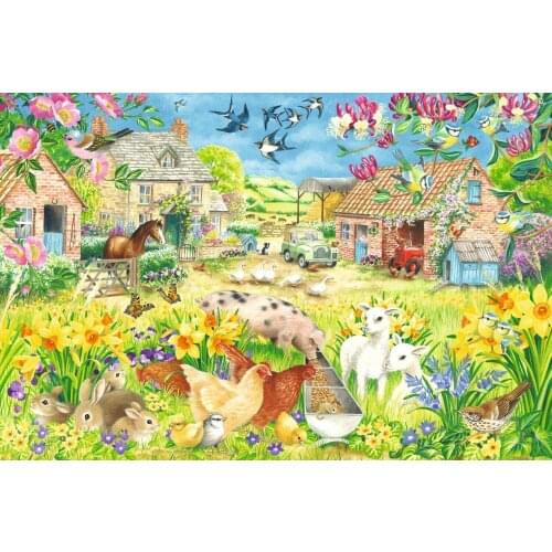 JMINE Div 5D farm House Flower Garden Pig Bunny Full Diamond Painting cross stitch kits art Animal 3D paint by diamonds