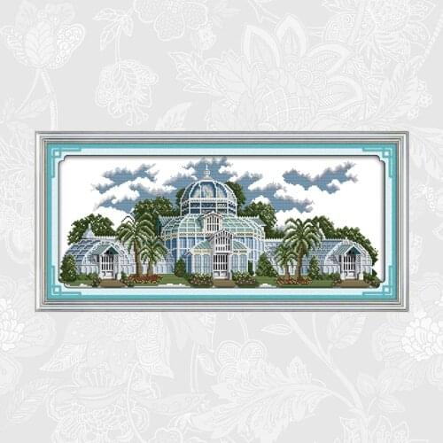 Crystal Palace Cross Stitch 14CT Printed on Canvas 11CT White Fabric Cross Stitch Kits DIY Handwork Embroidery Needlework Crafts