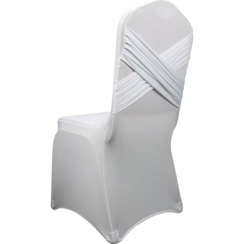 Cheap universal polyester universal banquet wedding ruched spandex chair covers white