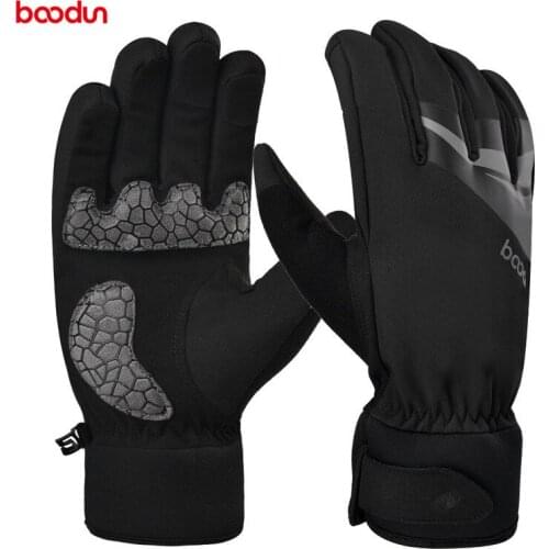 BOODUN Men Women Cycling Gloves Full Finger Winter Thermal Waterproof Road Bike Bicycle Gloves Shockproof MTB Motorcycle Gloves