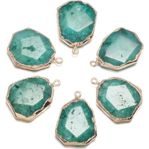 Natural Agates Stone Pendants Irregular Blue Agates Stone Charms for Jewelry Making Necklace Bracelet Gift