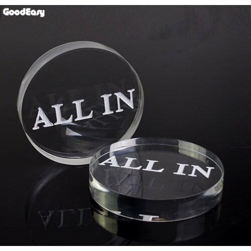 Transparent Round Dealer Button Pressing Acrylic Allin Texas Hold'em Pokers Casino ALL IN