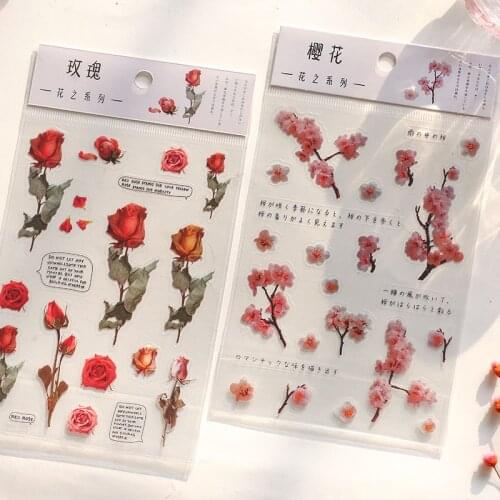 Yoofun Daisy Clover Babysbreath Fern Transparent PET Stickers Flowers Leaves Plants Sticker for Scrapbooking Bullet Journal Deco