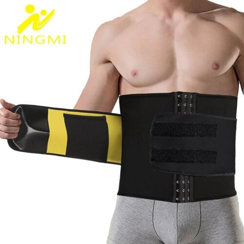 NINGMI XS-5XL Waist Trainer Men Slim Waist Belts Tummy Body Shaper Corset Slimming Underwear Neoprene Shapewear Strap Plus Size
