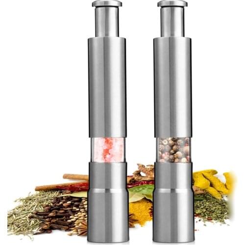 Manual Stainless Steel Thumb Push Salt Pepper Spice Sauce Grinder Mill Herb Spice Grinder Kitchen Tools Accessories Hot Sale