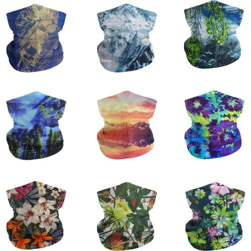 Colorful Floral Hiking Scarves for Women/Man Soft Polyester Neck Scarf Hunting Landscape Bandana Camping Sports Headbands
