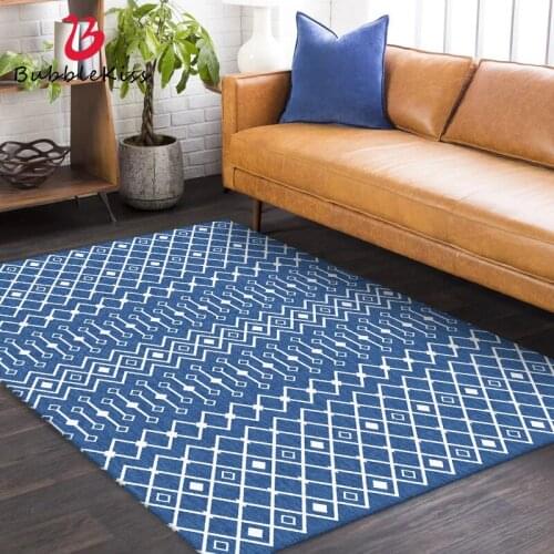 Bubble Kiss Nordic Style Blue Rhombus Geometric Pattern Carpets For Living Room Non-Slip Modern Home Decor Bedroom Area Rugs