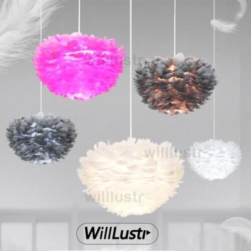 Modern Feather Pendant Lamp Dinning Room Bar Cafe Restaurant Hotel Bedroom Nordic Art Handmade White Pink Gray Suspension Light