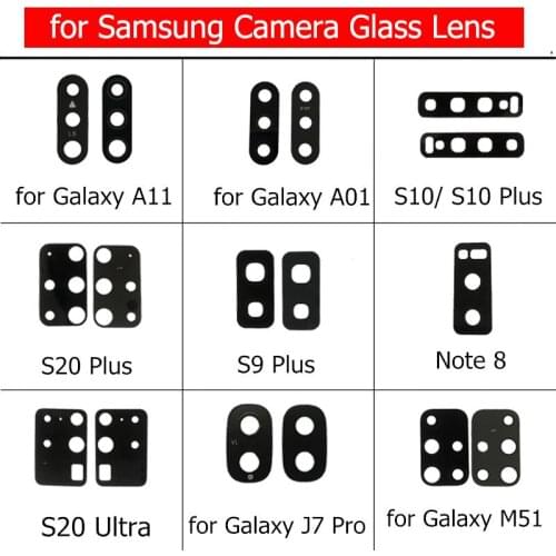 2pcs for Samsung Galaxy a11/ a01/ s9/ s10 Plus/ S20 ULTRA/ J7 PRO/ m51/ Note 8 Camera Glass Lens Back Rear Lens Repair Parts