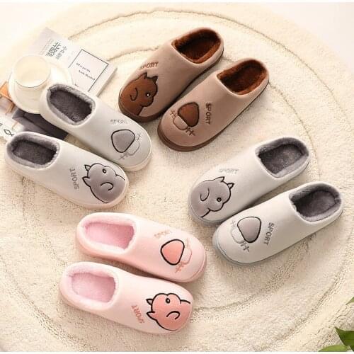 Cotton Slippers Women Men Winter Plush Keep Warm Flat Home Shoes Woman Soft Comfort Female Shoes Sewing Interior Slipper