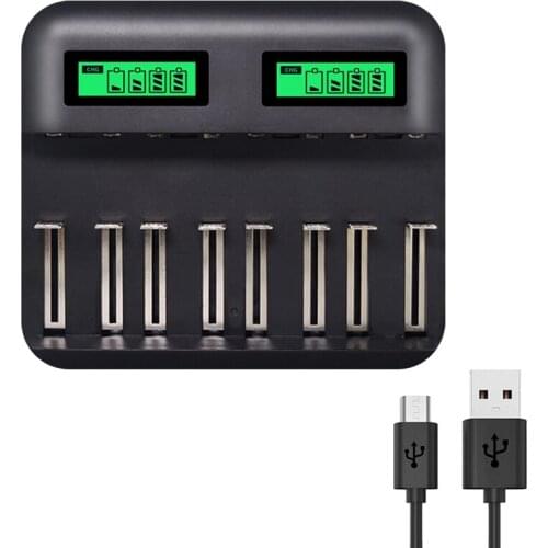 1pcs 8Slots Lcd Display Usb Smart Battery Charger For Aa Aaa Sc C D Size Rechargeable Battery 1.2V Ni-Mh Ni-Cd Quick Charger Hot