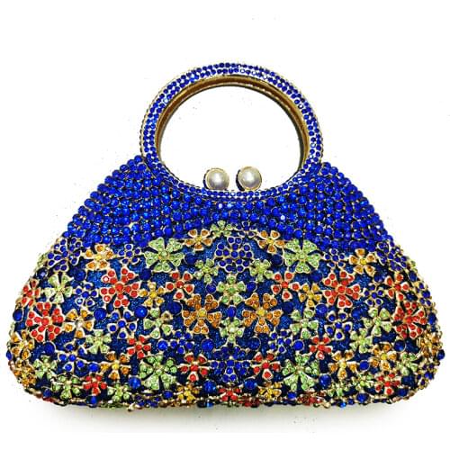 Luxury Green/Red/Yellow 15 Colors Diamond Evening Purse Women Rhinestone Crystal Top-Handle Ladies Chain Wedding Party Handbags