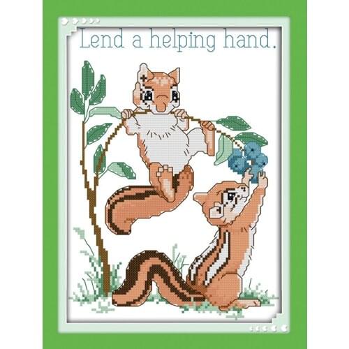 Everlasting Love Help Each Other Chinese Cross Stitch Kits Ecological Cotton Stamped Printed DIY New Year Decorations For Home
