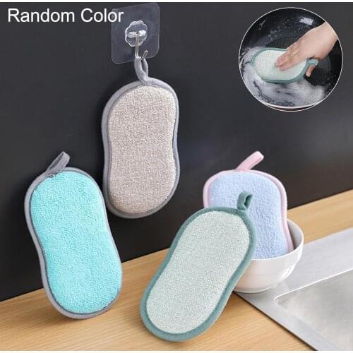 Fiber Cloth Pan Dish Soft Washing Brush Scrubber Sponge Kitchen Cleaning Tool