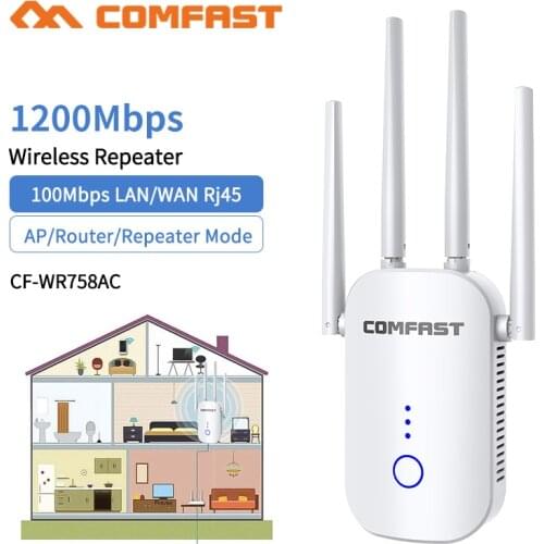Wifi Extender 1200Mbps Wireless Wifi Repeater Dual Band 2.4&5Ghz Wifi Router long Range Booster 4 Antenna Wi-fi Amplifier