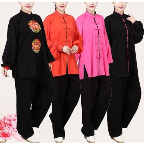 Women top quality cotton&linen Tai chi uniforms taijiquan costume wushu kung fu suits martial arts clothing