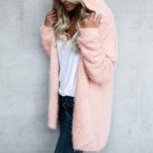 Women Autumn Cardigan Hooded Loose Long Sleeves Winter Female Coat Sweater XIN-Shipping