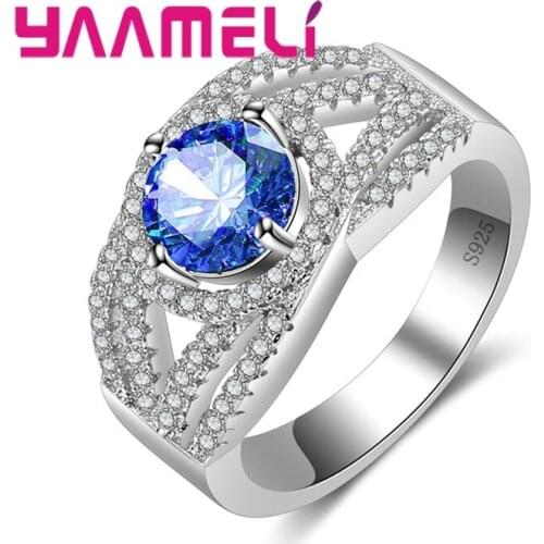 Classic Grandeur Noble Queen Finger Rings For Women Ladies Present Big Cubic Zirconia New 925 Sterling Silver Jewelry