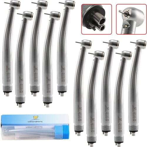 1-10Pcs Dental High Speed LED Handpiece E-generator Push Button 4 Hole Tie-in Internal Triple Spray