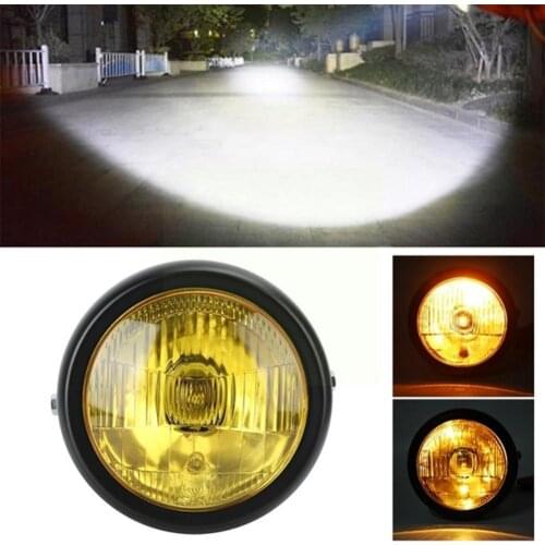 1PC Black Motorcycle Bullet Halogen Headlight Head Lamp Motorcycle Accessories For GN125 Retro Round Headlights A8R0
