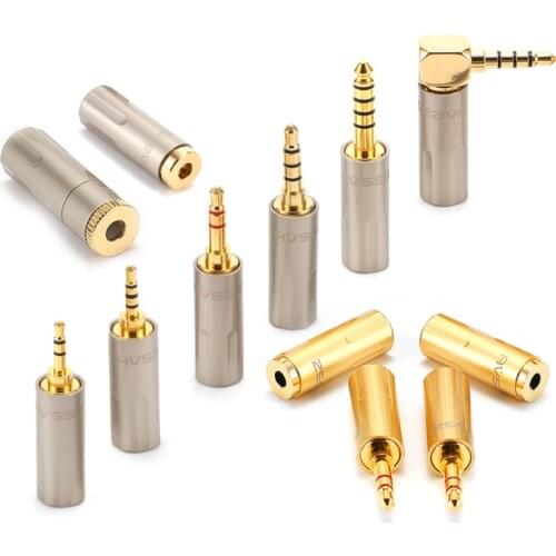 1Pcs Pearl Gold/Nickel 3.5mm Headphone Cable 4.4 Balance 2.5 Male and Female Plug Extension Welding Jack Fever accessories