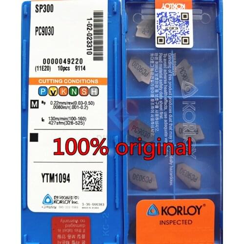 100% original KORLOY Carbide insert SP200 SP300 SP400 SP500 PC9030 Processing: stainless steel