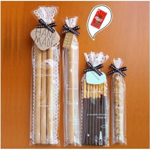 120 Clear Lace Finger Cookie Bag / Christmas Bakery Gift Cellophane Bags GB-045