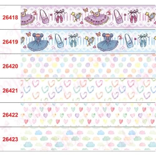 16mm-75mm Cartoon Animal Sweet Candy Printed Grosgrain/Elastic Ribbon Heart Lover Strawberry DIY Gift Bowknots 50yards/roll