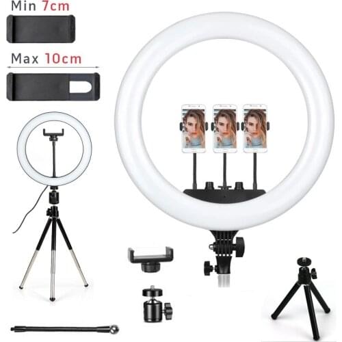 18'' Selfie Ring Lamp Light with Photography Flexible Tripod for Mobile Phone Holder Accessories for Smartphone YouTube Live