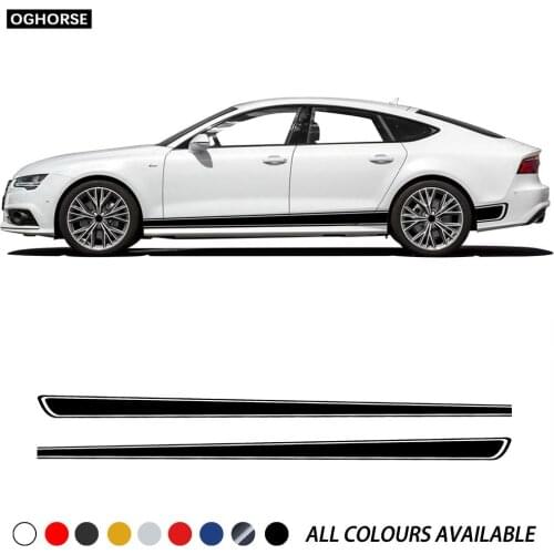 2pcs Car Styling Side Skirt Sticker Racing Sport Stripes Body Decoration Decal For Audi A3 A5 A7 Accessories