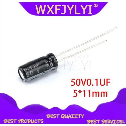 50PCS Higt quality 50V0.1UF 5*11mm 0.1UF 50V 5*11 Electrolytic capacitor