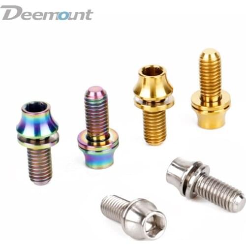 4PCS/Lot Titanium TC4 Bolts M5x12mm Hex Head W/Washer for Bicycle Bottle Cage Install MTB Ti Parts Screws Bike Accessories