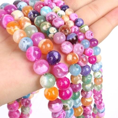 Dragon Veins Agate Natural Stone Beads Round Loose Beads For Jewelry Making DIY Bracelets Necklace Accessories Beads 6/8/10MM