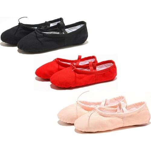 Black Red Pink White Canvas Flat Yoga Teacher Gymnastic Ballet Dance Shoes Kids Ballet for Girls Women