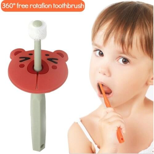 360 Degree Silicone Toothbrush For Children 1-3 Years Old Independent Anti Stuck Throat Baby Deciduous Teeth Training Toothbrush