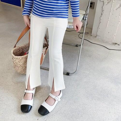 MILA CHOU 2021 Baby Girls Jeans Spring Autumn Pants Boot Cut Solid Color Kids Long Pants Cotton Children Trousers Casual pants