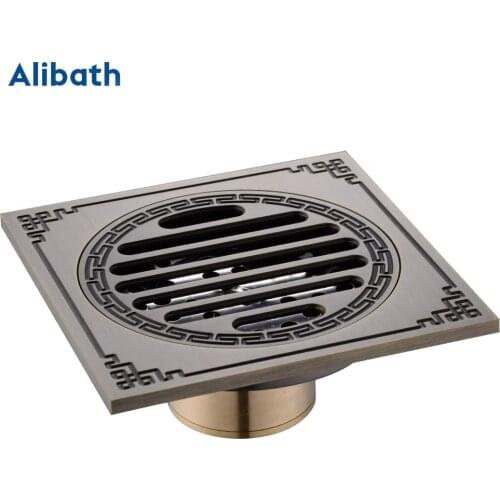 Euro Floor Drains Antique Brass Shower Floor Drain Bathroom Deodorant Euro Square Floor Drain Strainer Cover Grate Waste