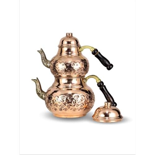 Morya Copper Turkish Tea Pots Set 1teapot Warmer Coffee Teaware Kettle Infuser Vintage Kitchen Decor Handmade 2.5L