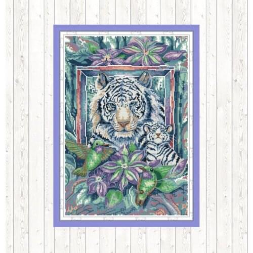 The Tiger Mother and Son Needlework Embroidery Patterns Cross Stitch Kit 14ct 11ct Count Print Canvas DIY Crafts Embroidery Kits