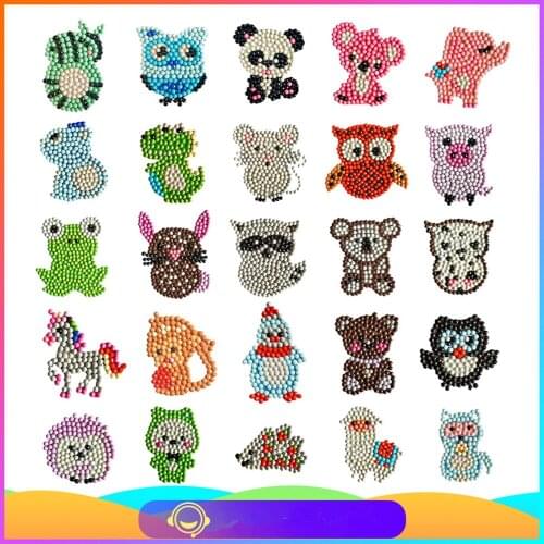 Easy Diamond Painting Kits for Kids 5D DIY Diamond Embroidery Puzzle Children Cartoons Sticker