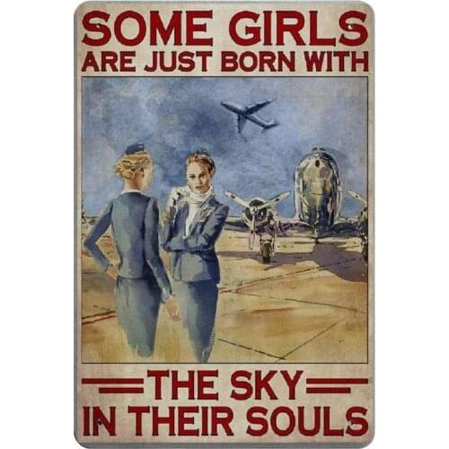 Some Girls are Just Born with The Sky in Their Souls Novelty Parking Retro Metal Tin Sign Plaque Poster Wall Decor Art Shabby
