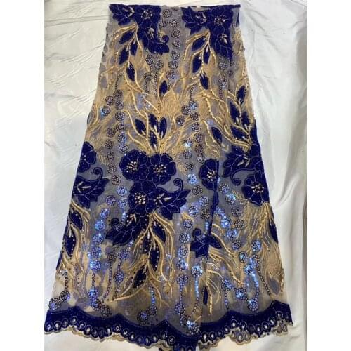 The latest African lace fabric 2021 high-quality velvet lace Royal Blue Nigerian lace fabric, suitable for wedding use H3639