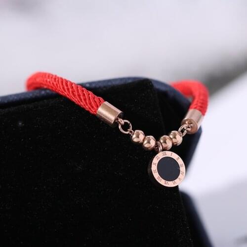 YUN RUO New Arrival Fashion Red Line Two Sides Bracelet Woman Gift Rose Gold Color Fashion Stainless Steel Jewelry Never Fade