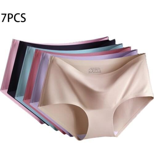 New 7Pcs/Set Womens Briefs Sexy Underwear Women pantis Comfort Underpants Sexy Ice Silk Briefs Low-Rise Lingerie Pantys 2021