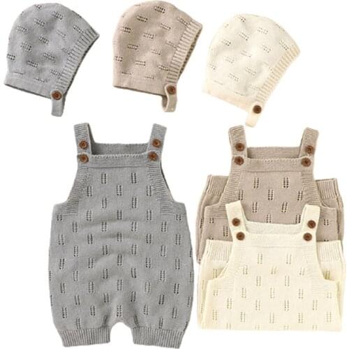 Baby Clothes Baby Girls Boy Jumpsuit+Hat 2PCS Set Newborn Sweaters Toddler Baby Rompers Knitted Outfits