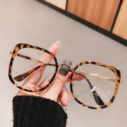 Men Women Anti-blue Light Glasses Frame Vintage Large Square Eyeglasses Blocking Blue-ray Oversized Spectacles Frames